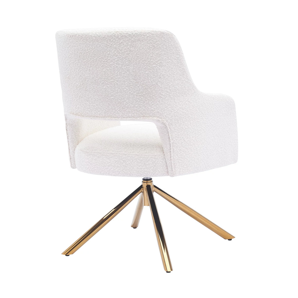 Cream Boucle Fabric Upholstered Swivel Accent Chair S507382