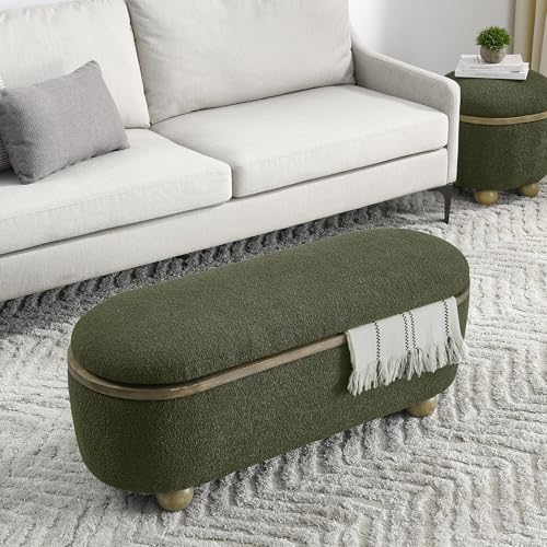 Dark Blue Upholstered Storage Ottoman Bench G6959