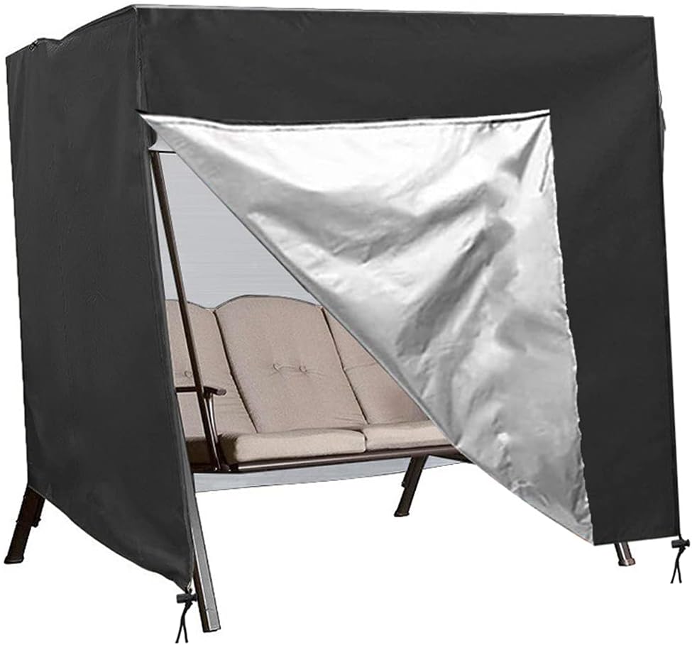 420D Waterproof Patio Swing Cover 87 x 60 x 72 Beige Black L471114