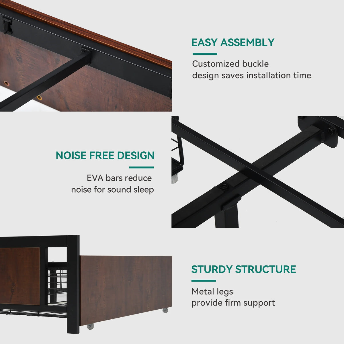 Queen Size Metal Platform Bed Frame with 4 Drawers O682
