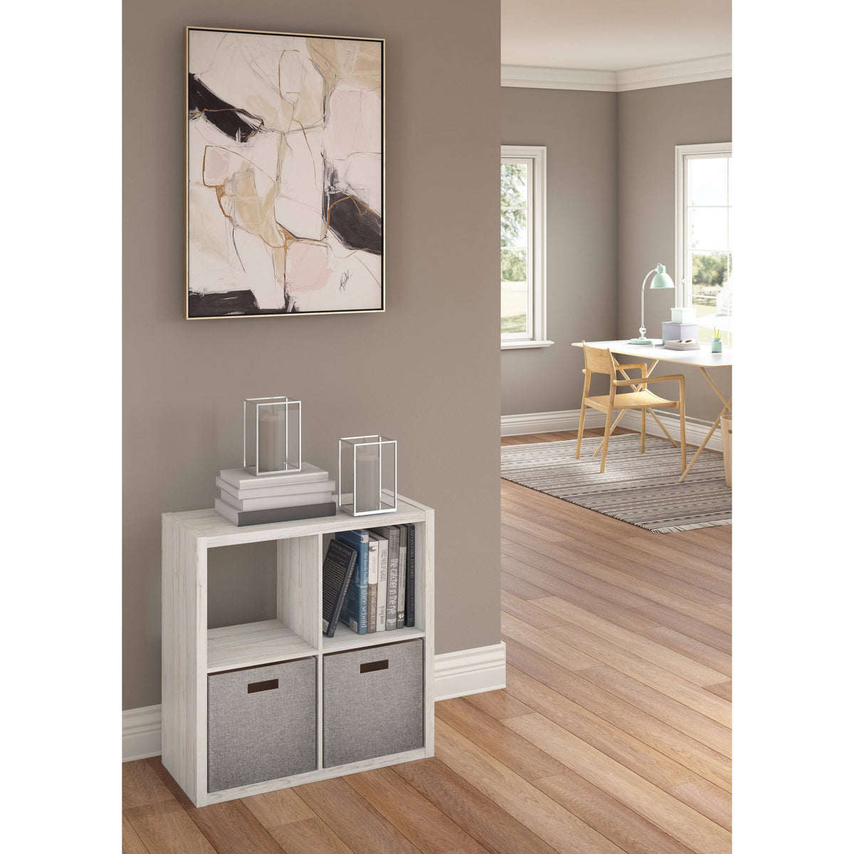 Bleached Brown Cube Bookcase Y485296