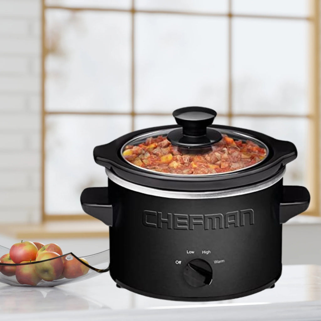1.5 Quart Black Slow Cooker with Removable Crock and Storage Carrier Y47814