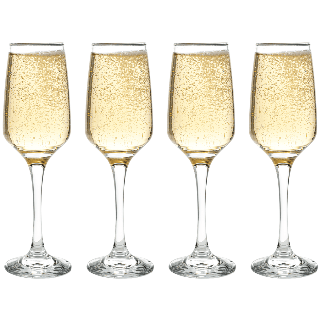 Champagne Flutes, 7.4 Ounce Crystal Clear Glasses, Set of 4 G397