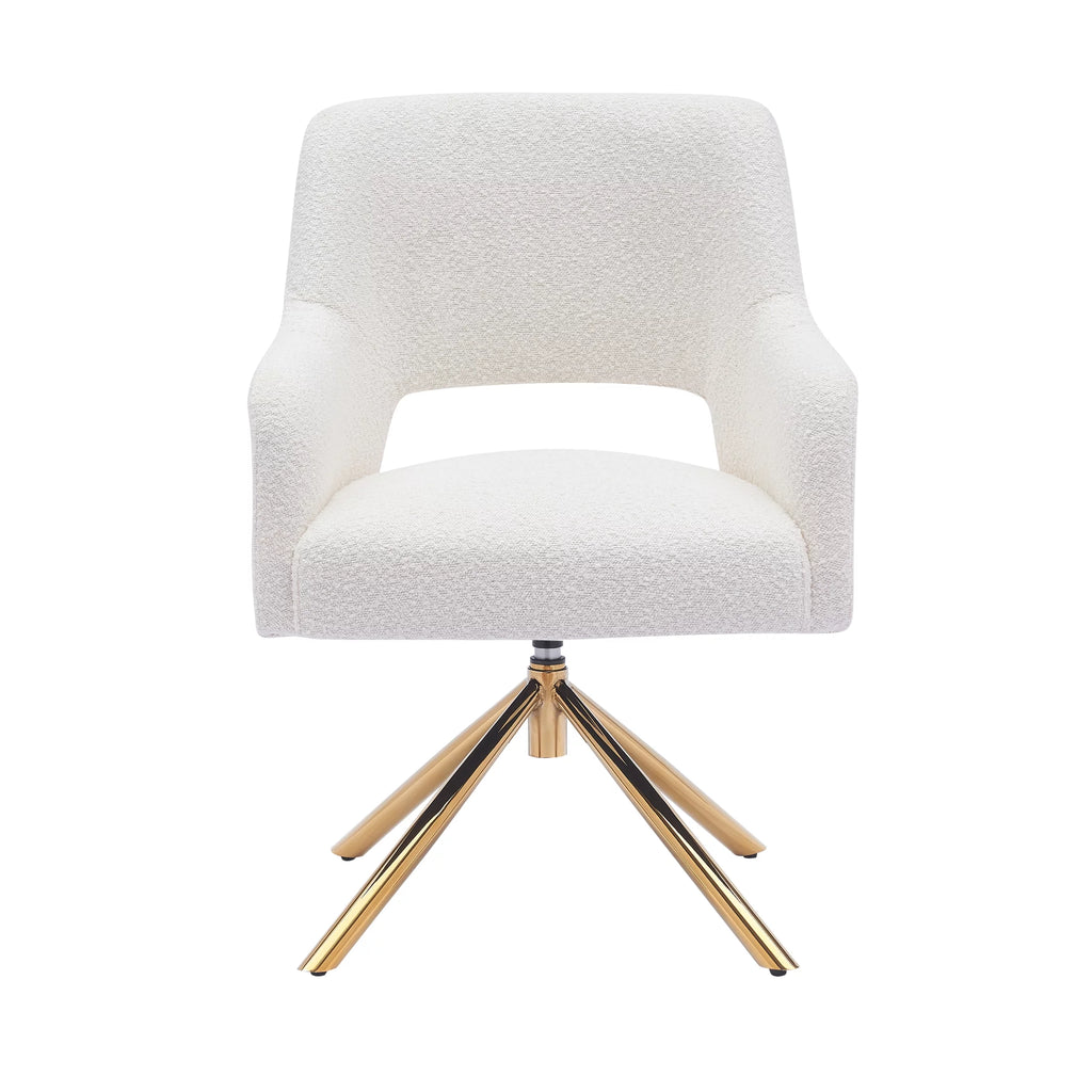 Cream Boucle Fabric Upholstered Swivel Accent Chair S507382