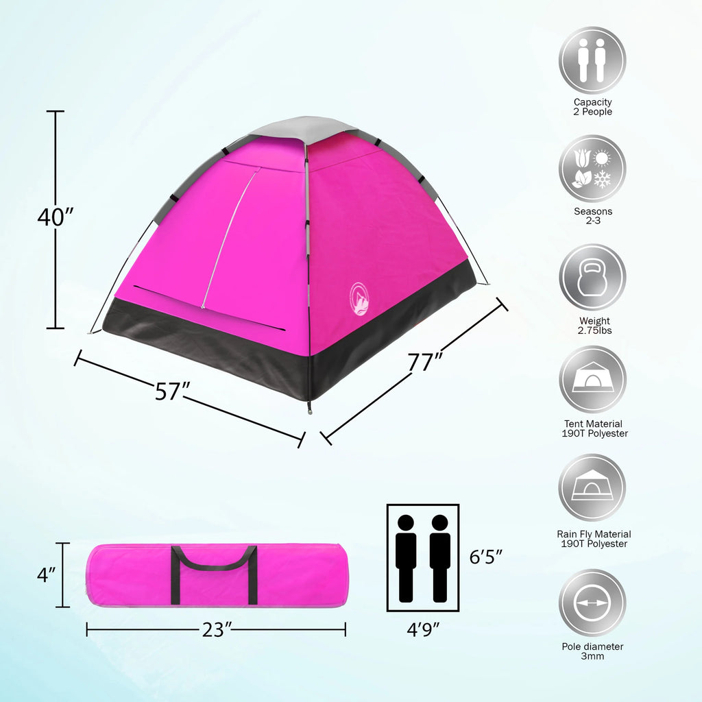 2-Person Camping Tent with Rain Fly and Carrying Bag N33888