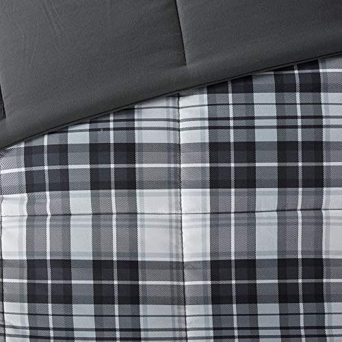 Black King 3 Piece Plaid Comforter Set F7779