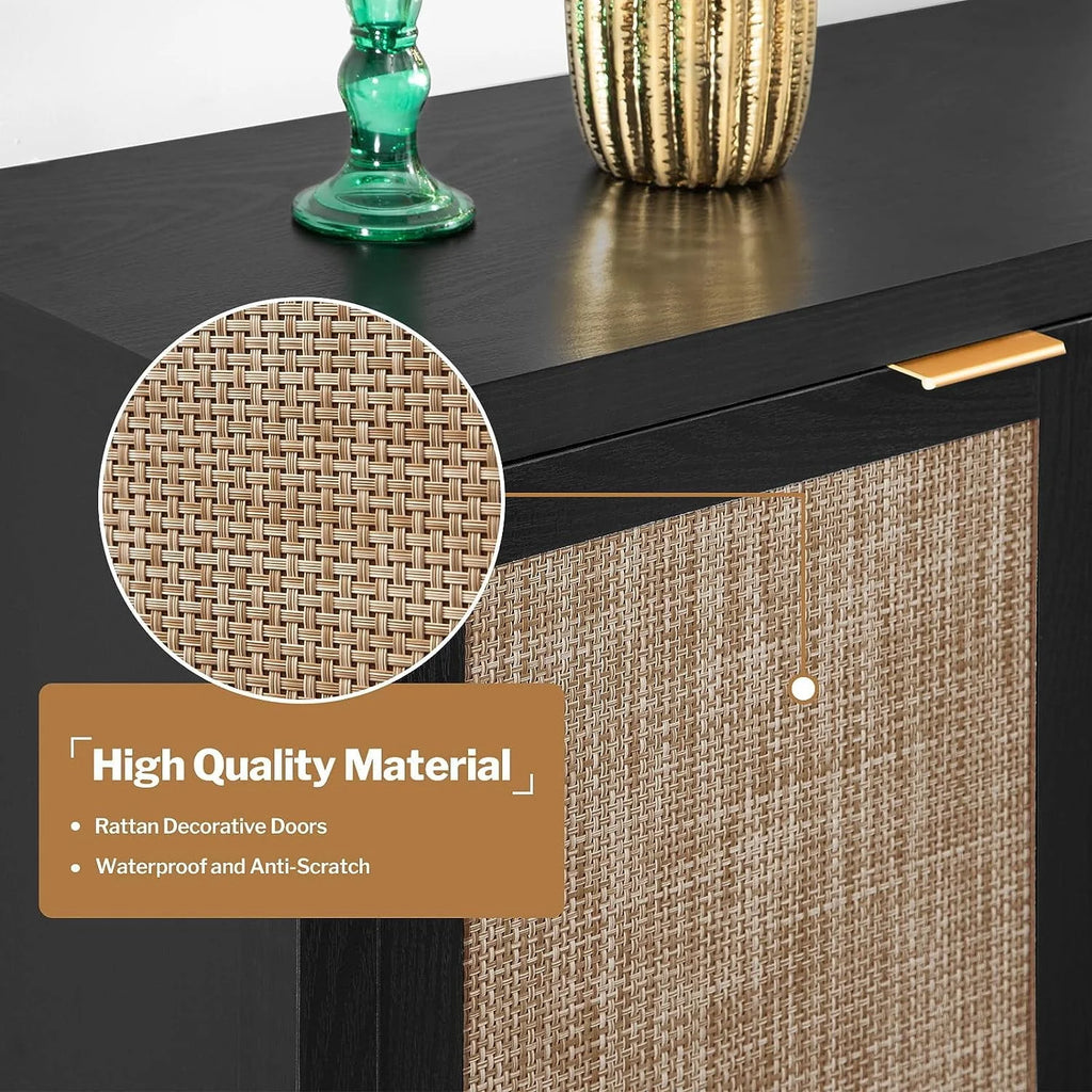 Set of 2 Rattan Cabinet with Doors P272980
