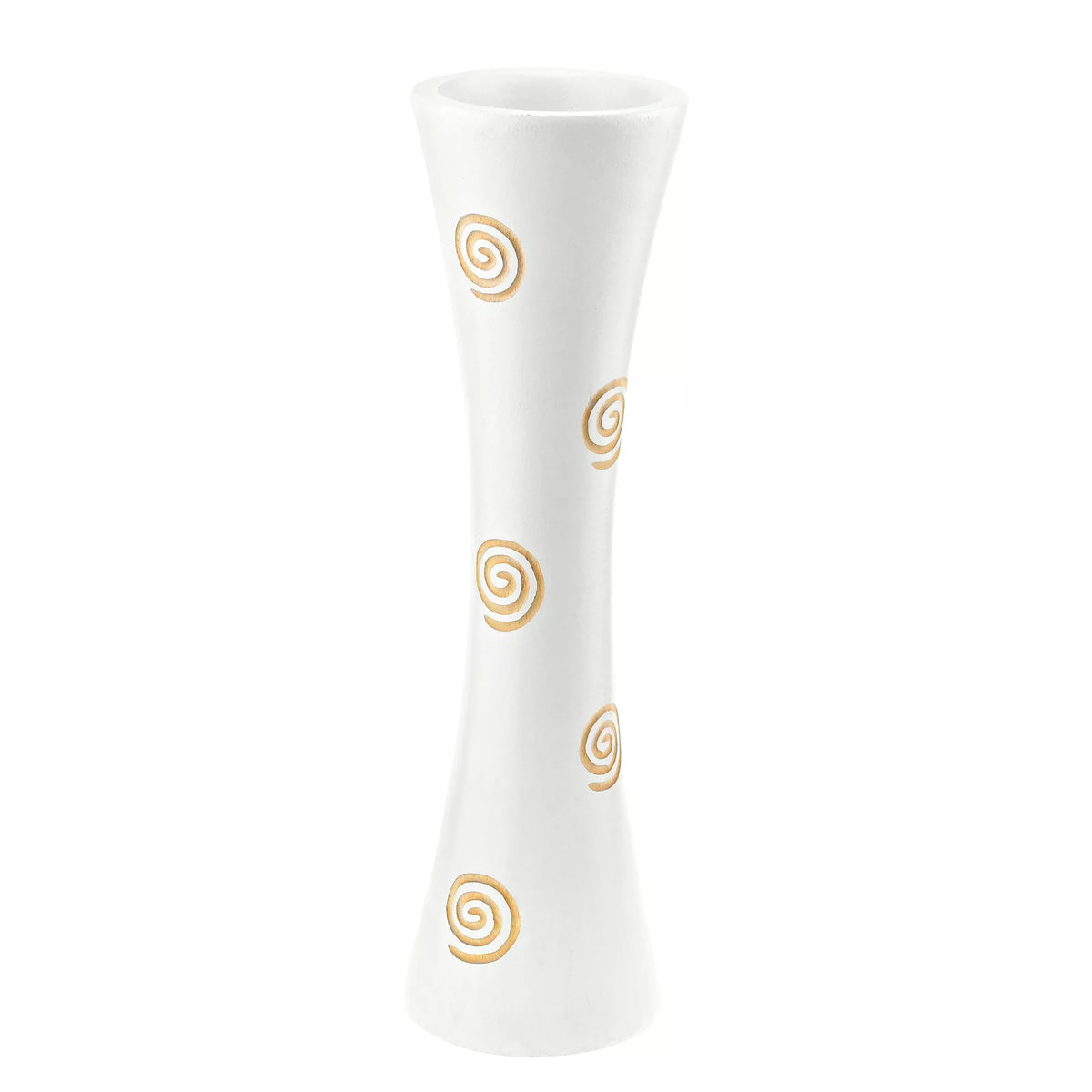 White Carved Spiral Mango Wood Flower Vase Q5893