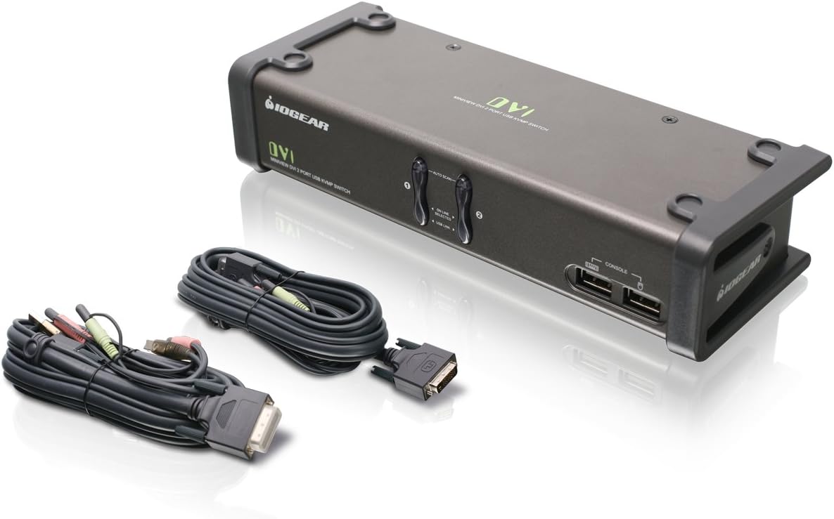 4-Port DVI KVMP Switch with Cables and Wireless Media Center Keyboard and Mouse N614689