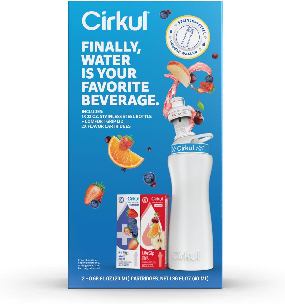 22 oz White Stainless Steel Bottle Starter Kit with Blue Lid R646308
