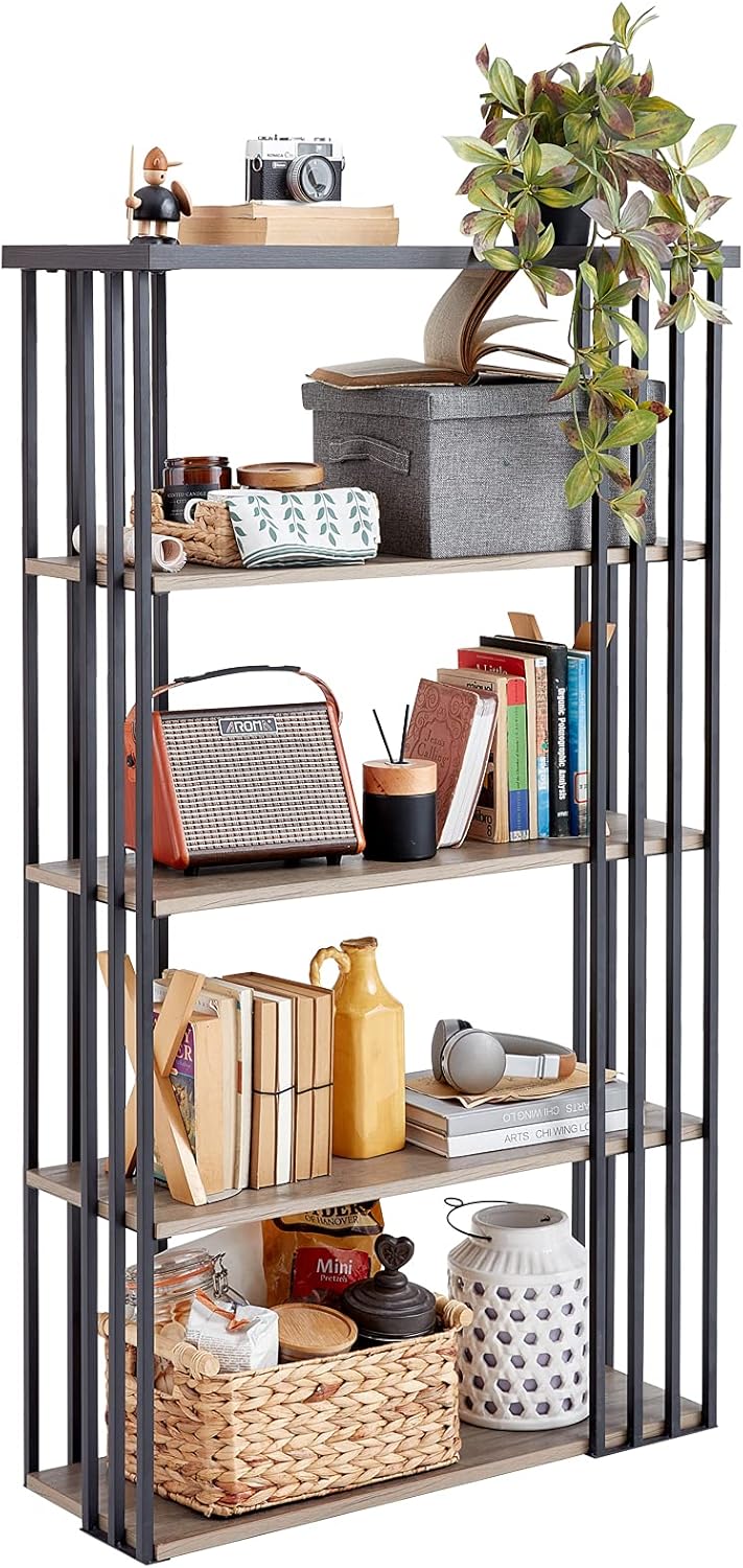 4-Tier Wood and Metal Bookshelf O12201
