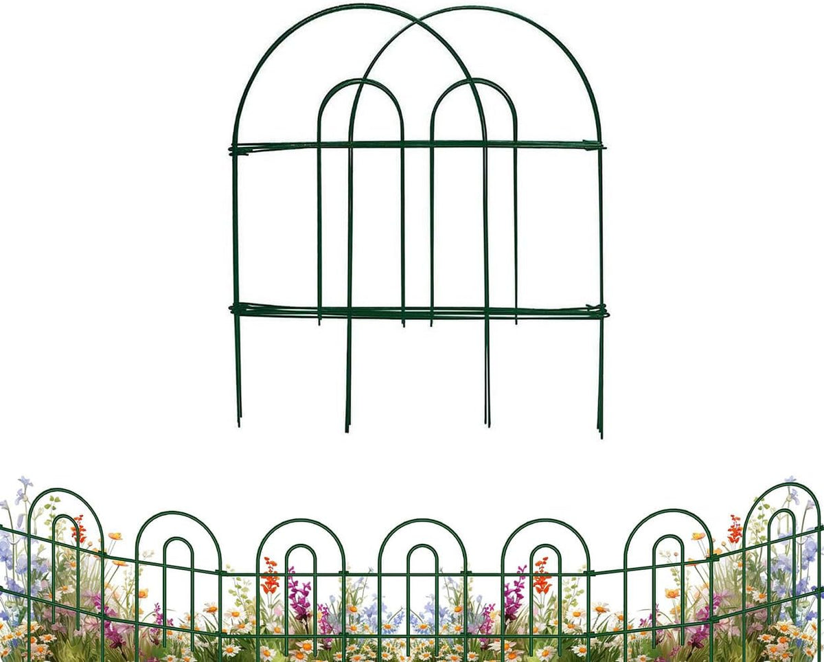 Green Garden Border Folding Fence 24 Inch x 10 Feet Pack of 5 Set Overall Length 50 Feet Landscape Panel Decorative Fence W712693