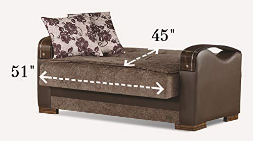 Brown Convertible Sofa Bed with Storage Space Includes 2 Pillows U660