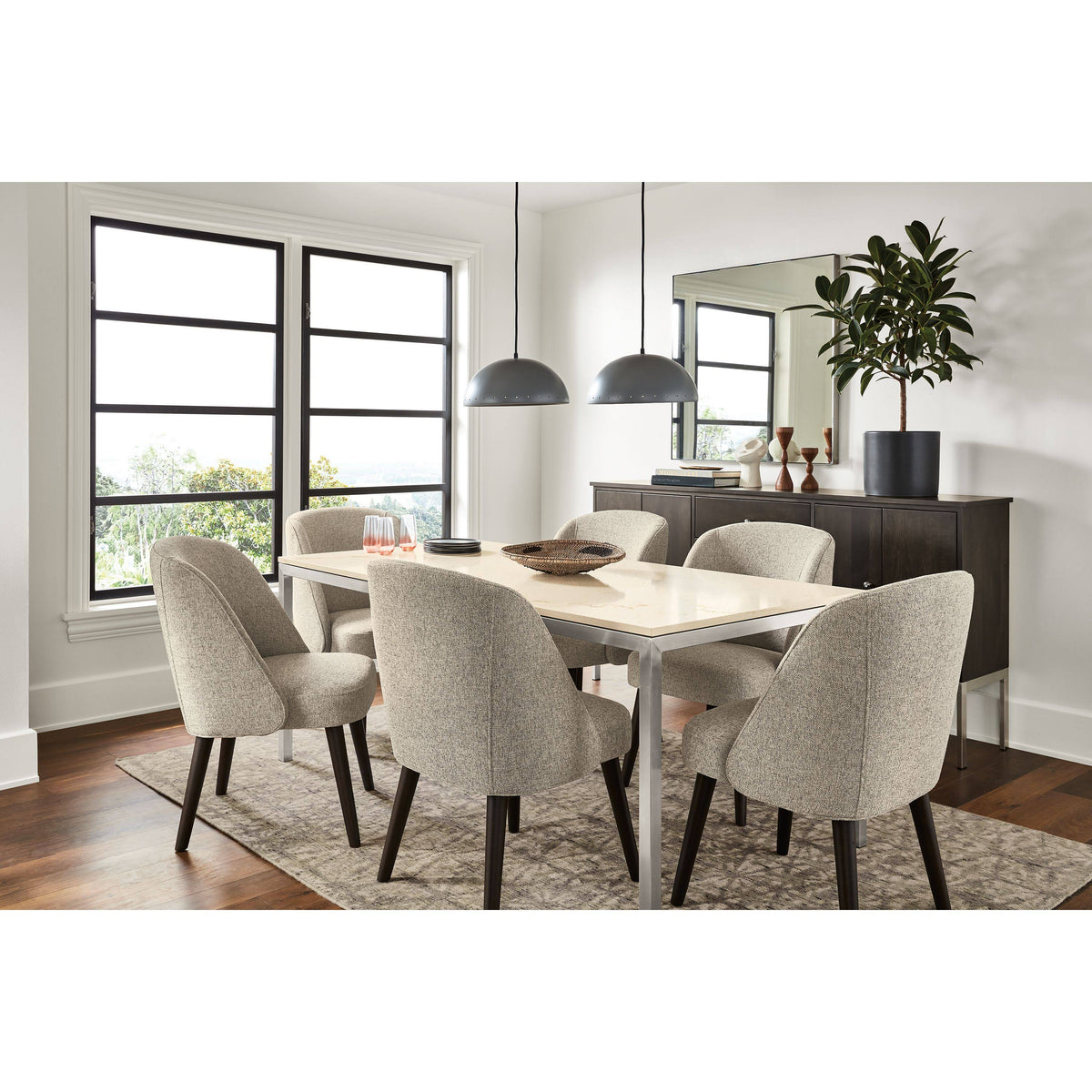 Modern Cora Side Chair in Tatum Spice with Charcoal Legs Orange Performance Fabric L2101