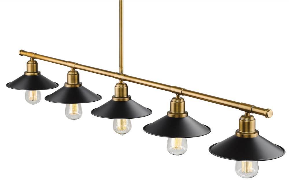 5 Light Island/Billiard in Factory Brass X24831
