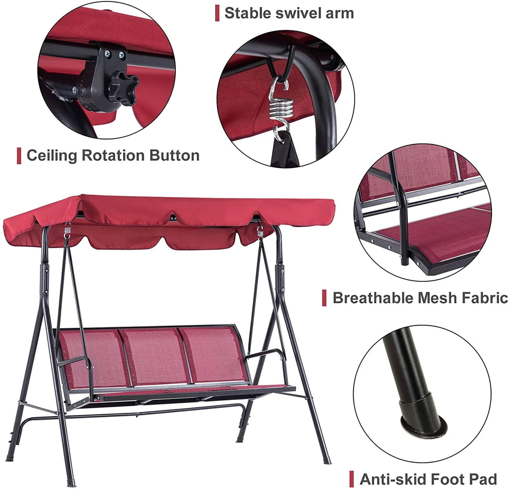 Dark Grey 3-Person Canopy Swing Chair L35715