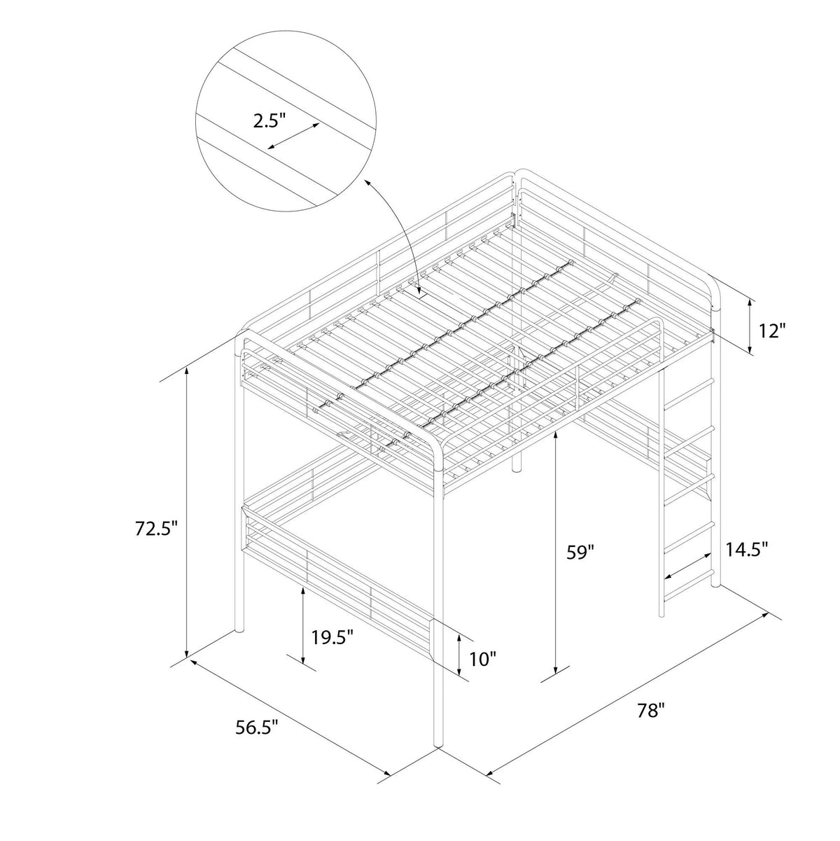 Full Metal Loft Bed N474