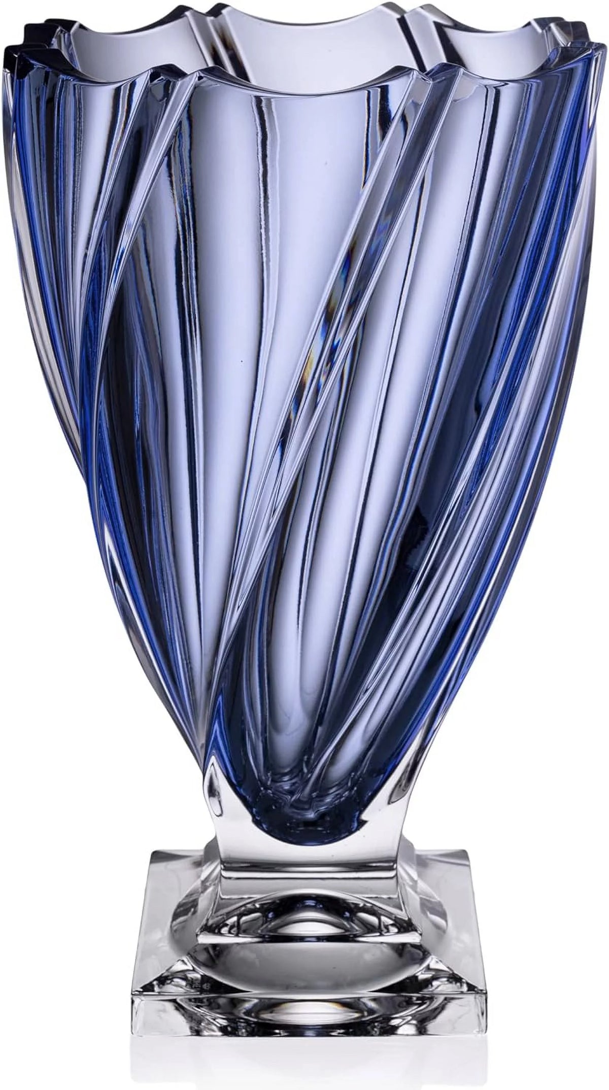 Bohemian Crystal Glass Vase 13'' Blue Flower Vase U53365