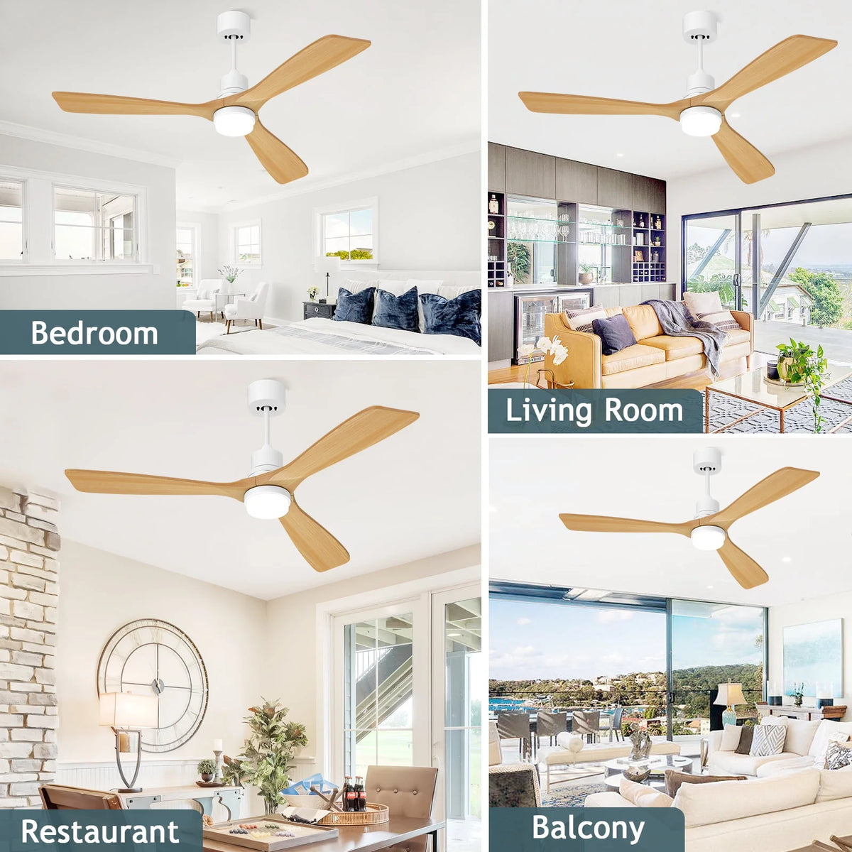 52'' White Ceiling Fan with Light and Remote Control W45386