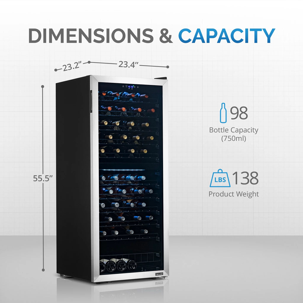 98 Bottle Dual Zone Stainless Steel Wine Refrigerator P174