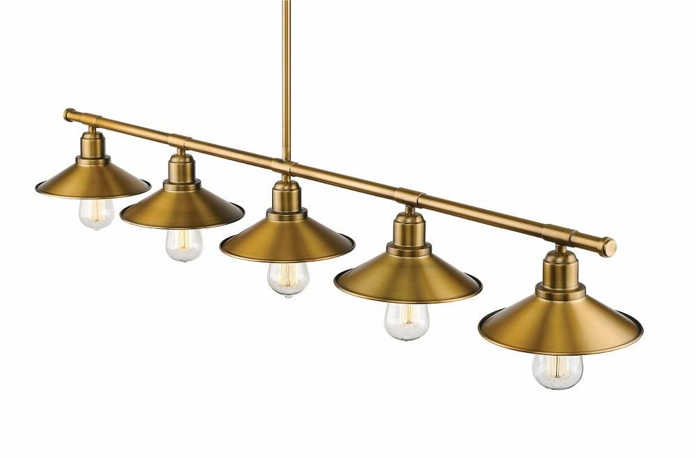 5 Light Island/Billiard in Factory Brass X24831