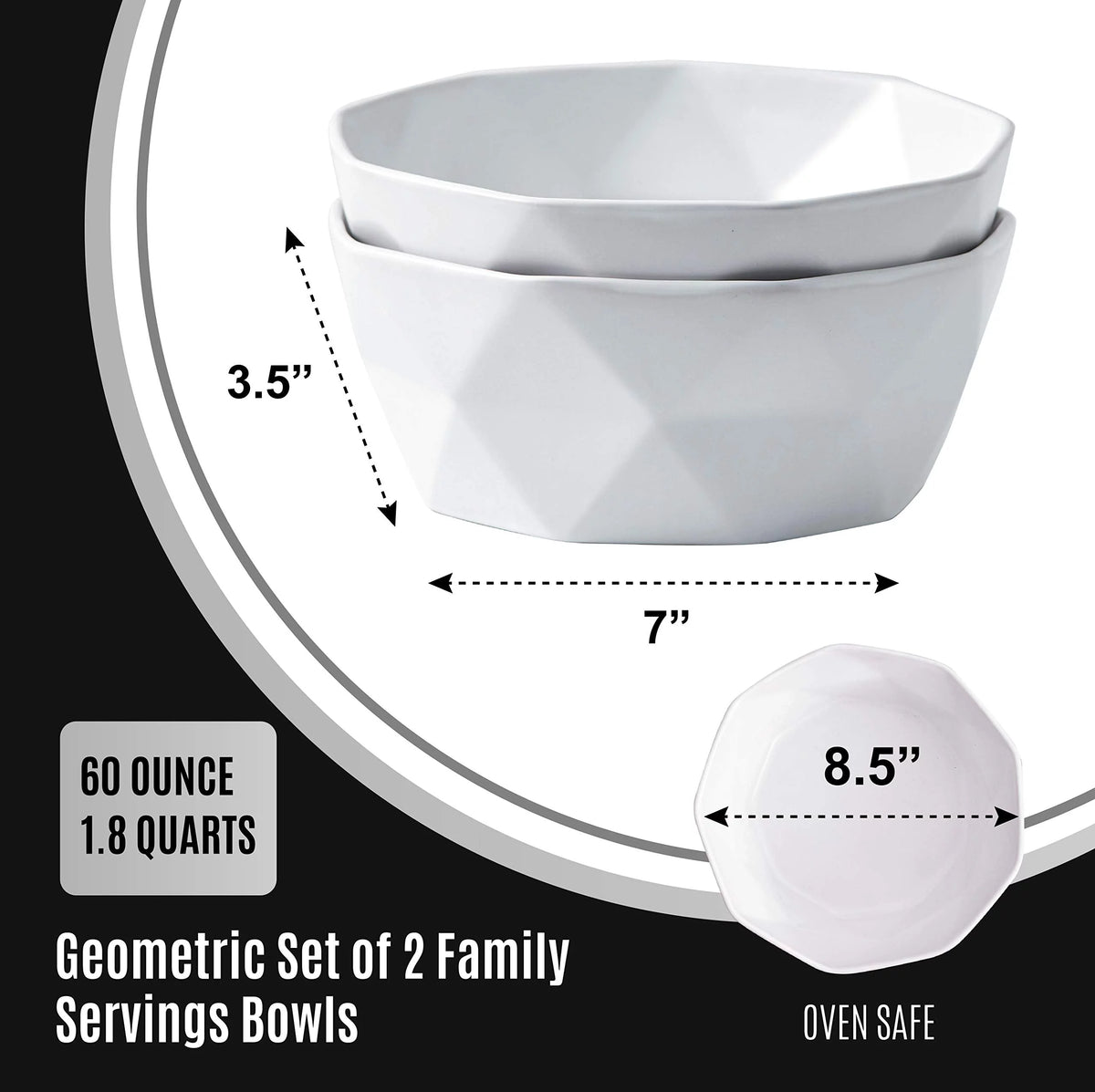 Set Of 2 Ceramic Salad Serving Bowls S58226