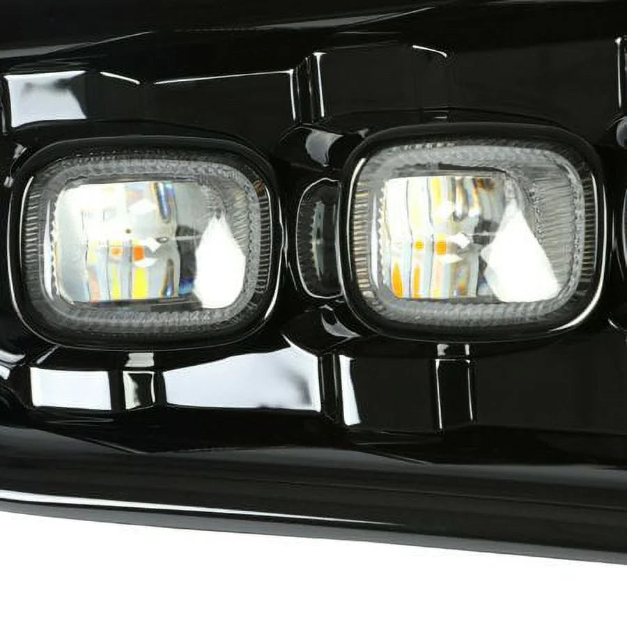 LED Running Light with Turn Signal Fog Light Bezels White and Amber F6807