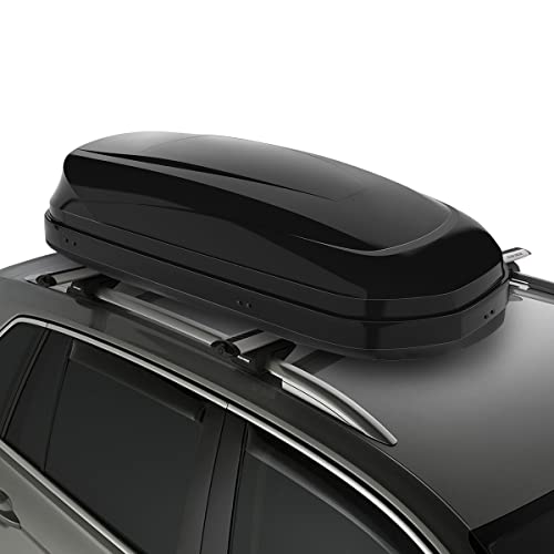 Rooftop Cargo Box Carrier Car Top Storage Case, 110 Lbs, 53" L x 34" W x 15" H, 11 17 Cubic Ft., Textured Black Q85620