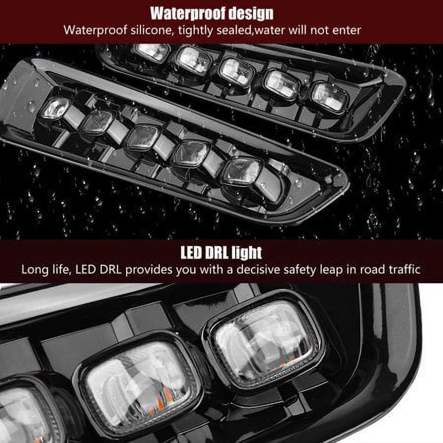 LED Running Light with Turn Signal Fog Light Bezels White and Amber F6807
