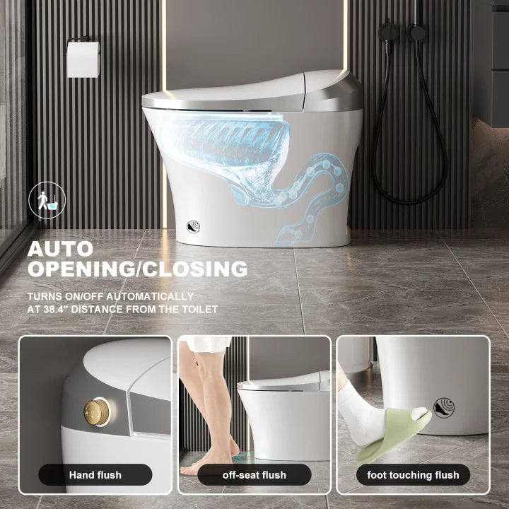 Smart Toilet with Heated Bidet, Dryer, Warm Water, Heated Seat, Auto Close, Tankless, Remote Control M18088
