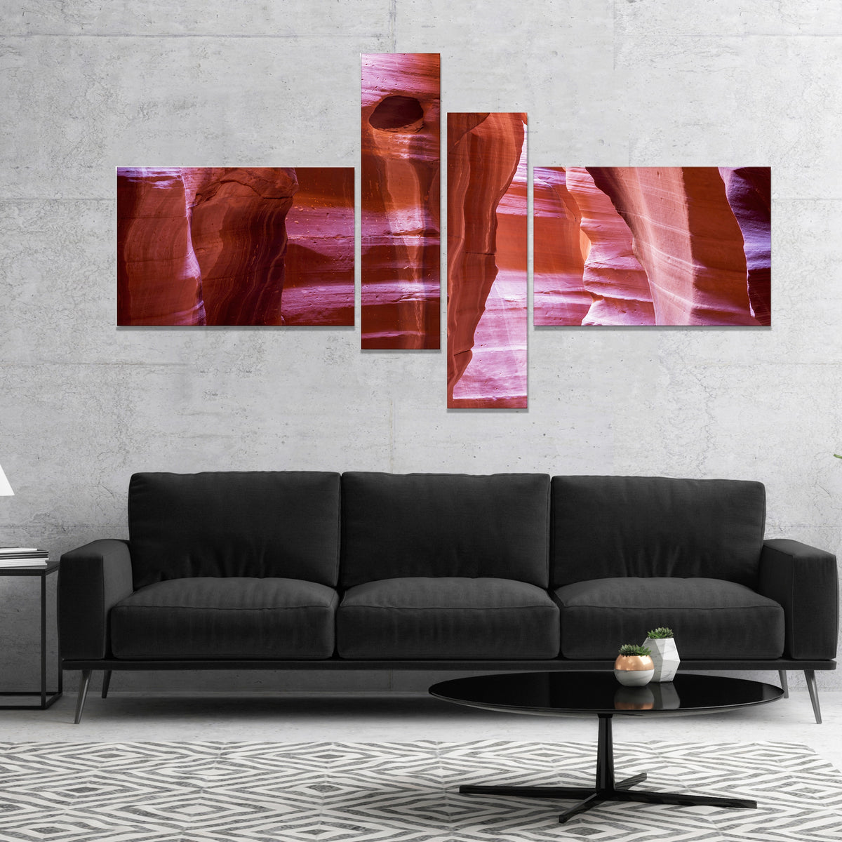 Brown 60 in. x 32 in. 4 Panels Canvas Print J63014