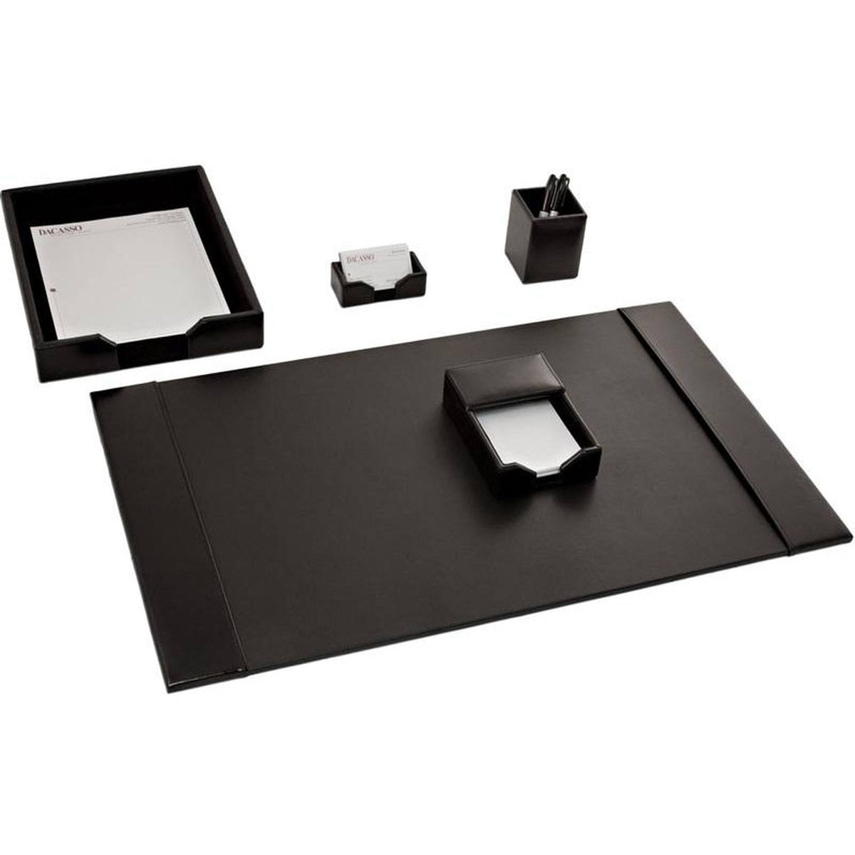 Black Bonded Leather 5-Piece Desk Set A99429