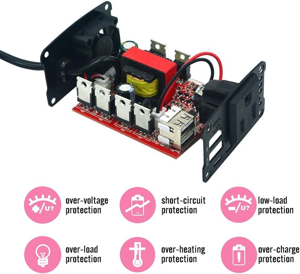 150W Car Power Inverter 12V DC to 110V AC Converter with 3.1A Dual USB, Pack of 2 M835520
