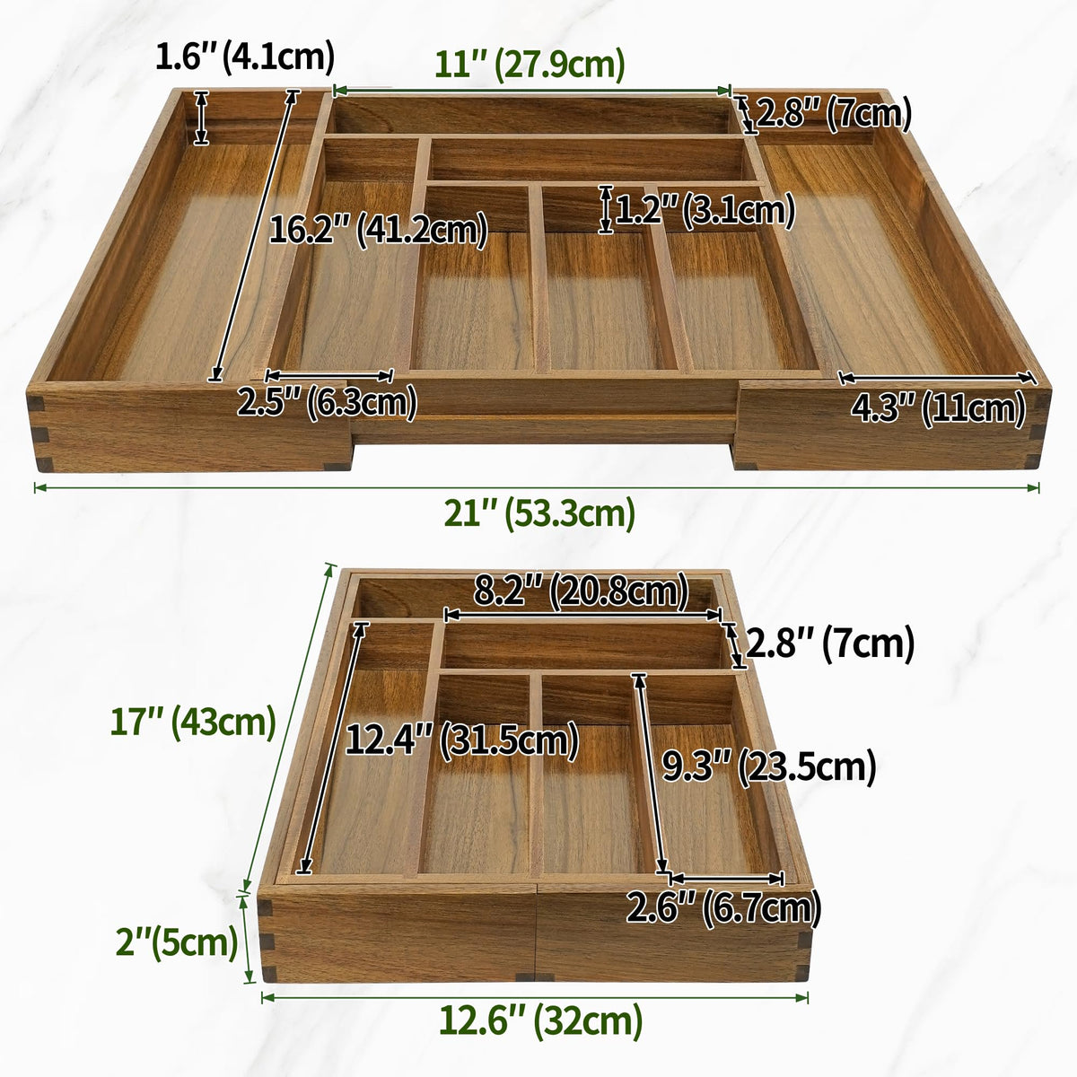 Acacia 8 Compartment Cutlery Tray Organizer T8768