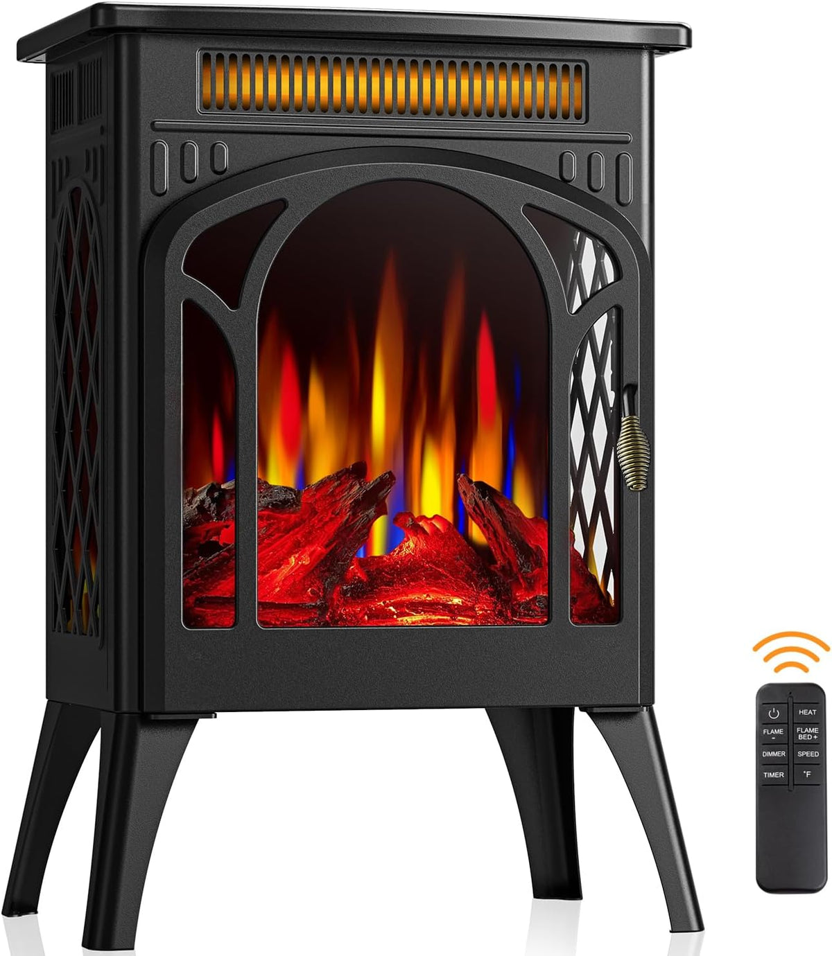 Electric Fireplace Stove, 1500W, 17" Infrared Heater, Remote Control, 8H Timer Y855071