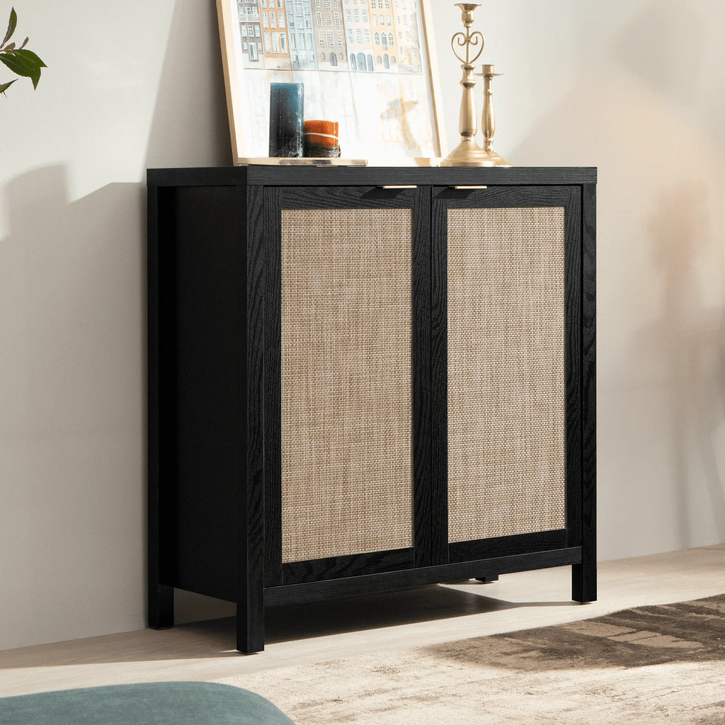 Set of 2 Rattan Cabinet with Doors P272980