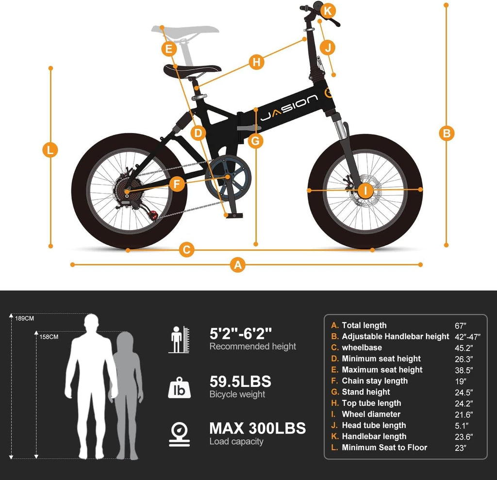 Electric Bike, 500W Motor, 26MPH Max Speed, 48V 10AH Removable Battery, 20" Fat Tire, Dual Shock Absorber, Shimano 7-Speed T395