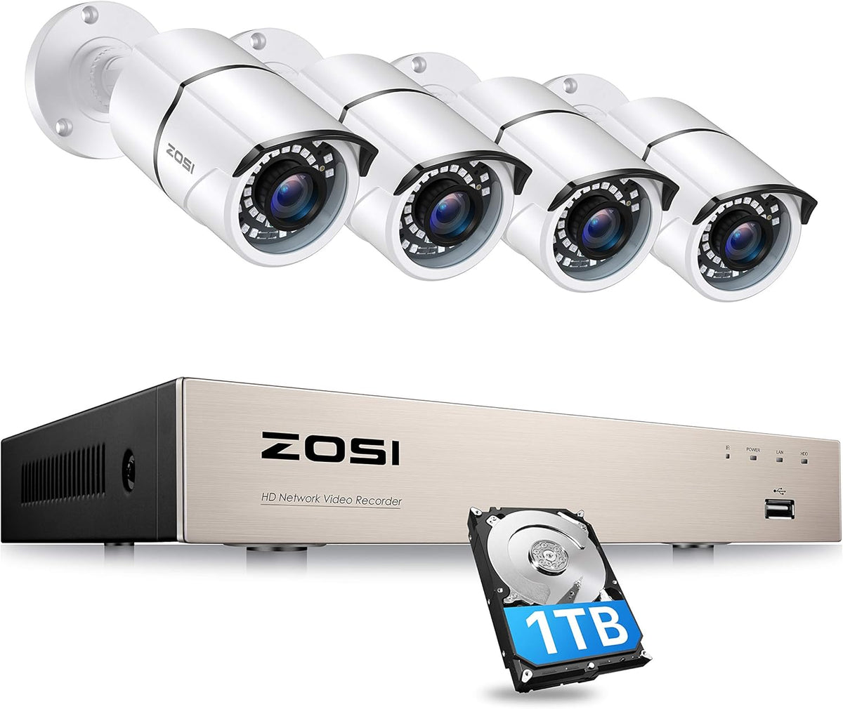8CH 1080P Home Security Cameras System with 1TB Hard Drive and 4 Indoor Outdoor Surveillance Cameras R406237