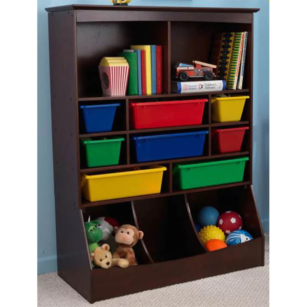 Wood Wall Storage Unit Organizer with 8 Bins K852