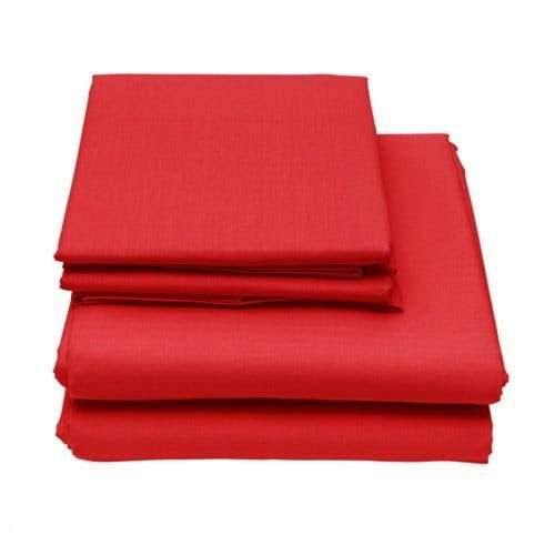 6-Piece Red California King Deep Pocket Bed Sheets D6177