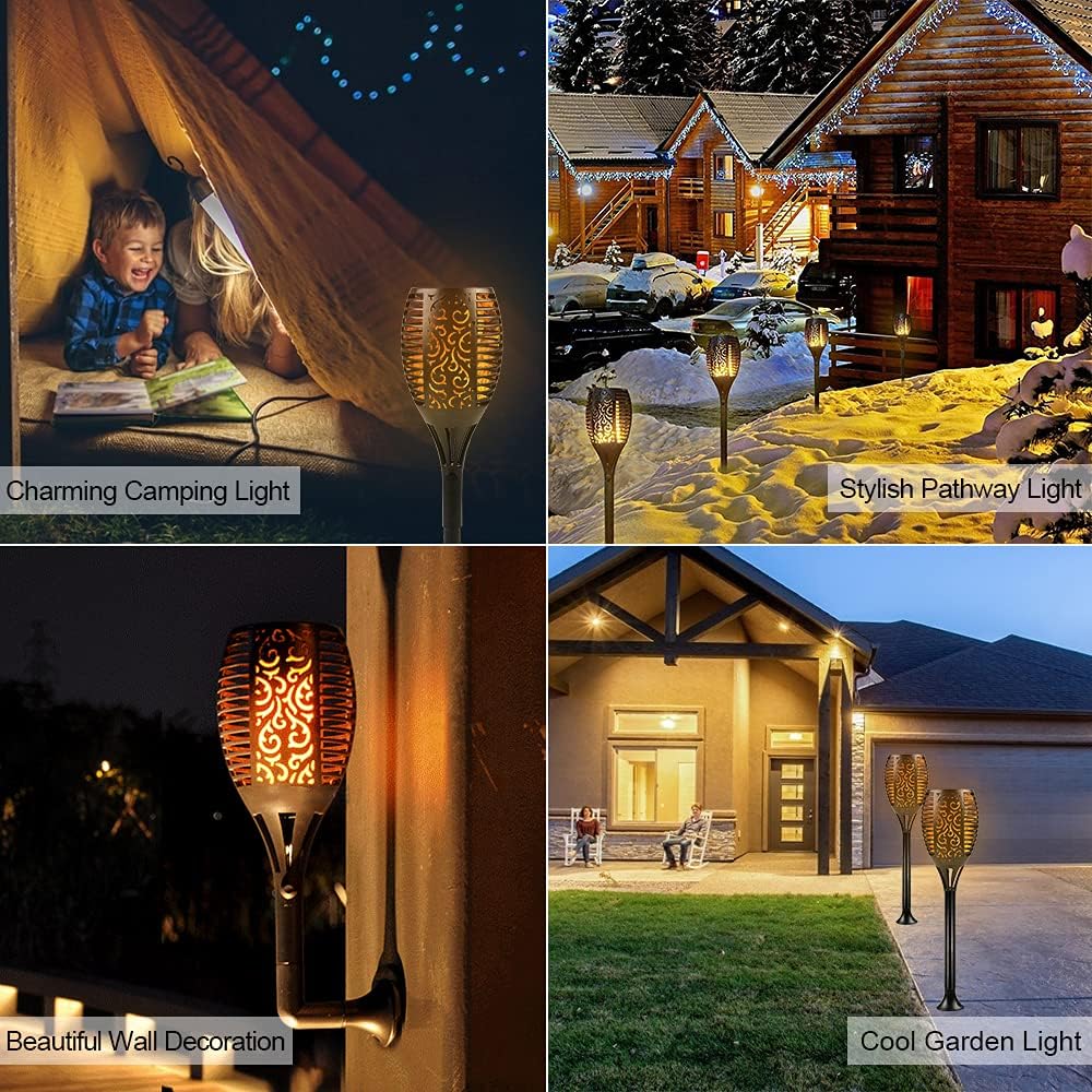 96 LED Waterproof Solar Tiki Torches 4 Pack K3814
