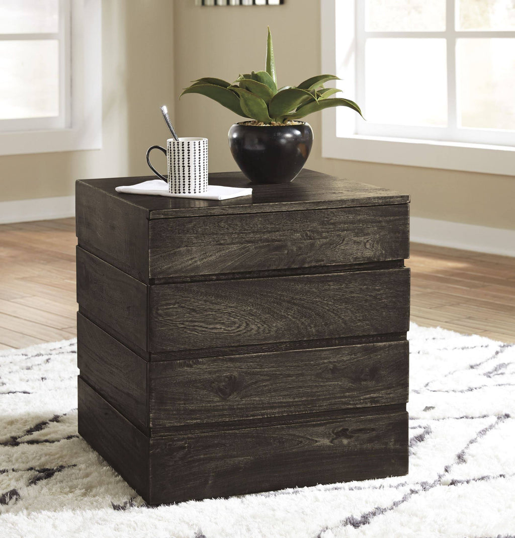 Transparent Black Square End Table M839
