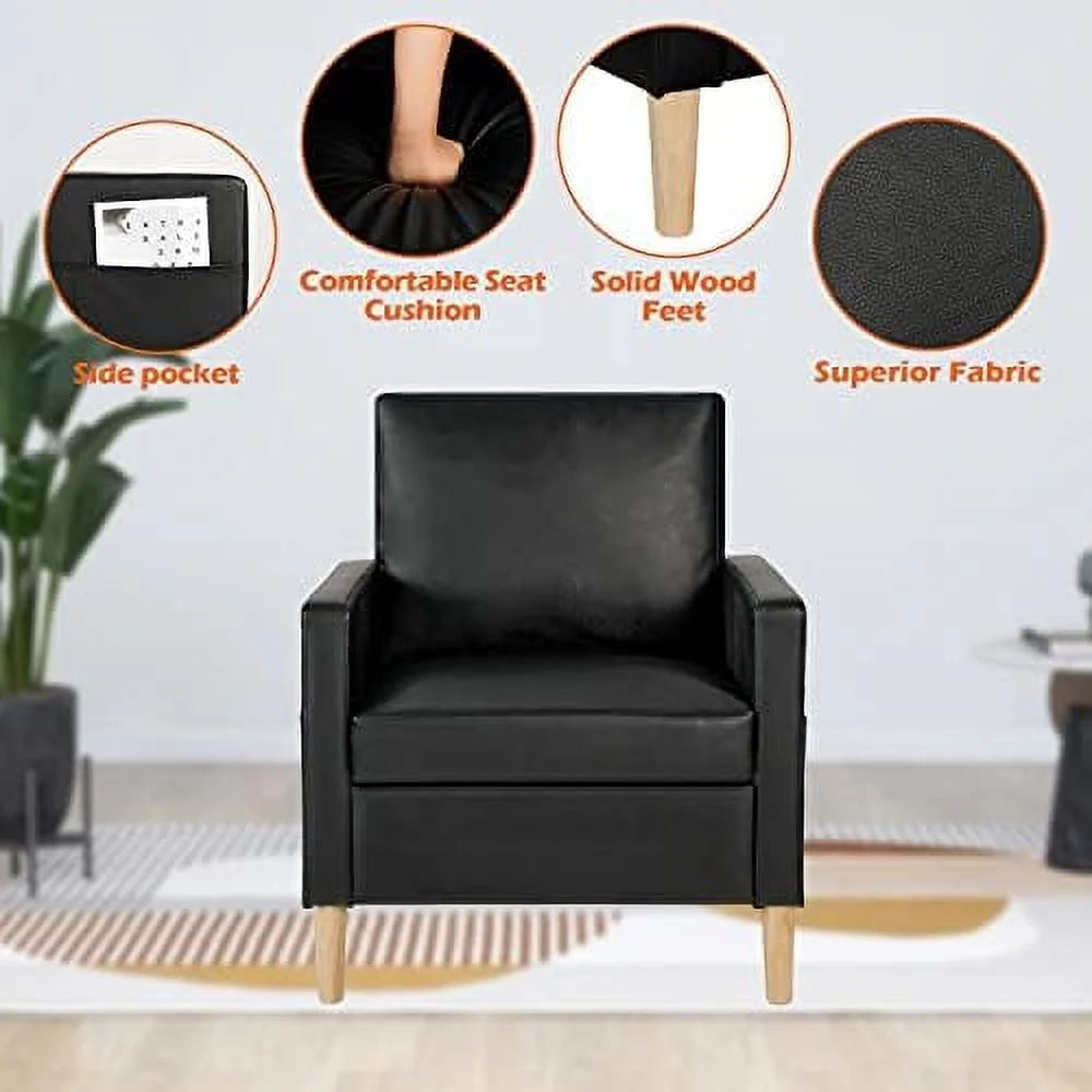 Black Faux Leather Accent Arm Chair X730952