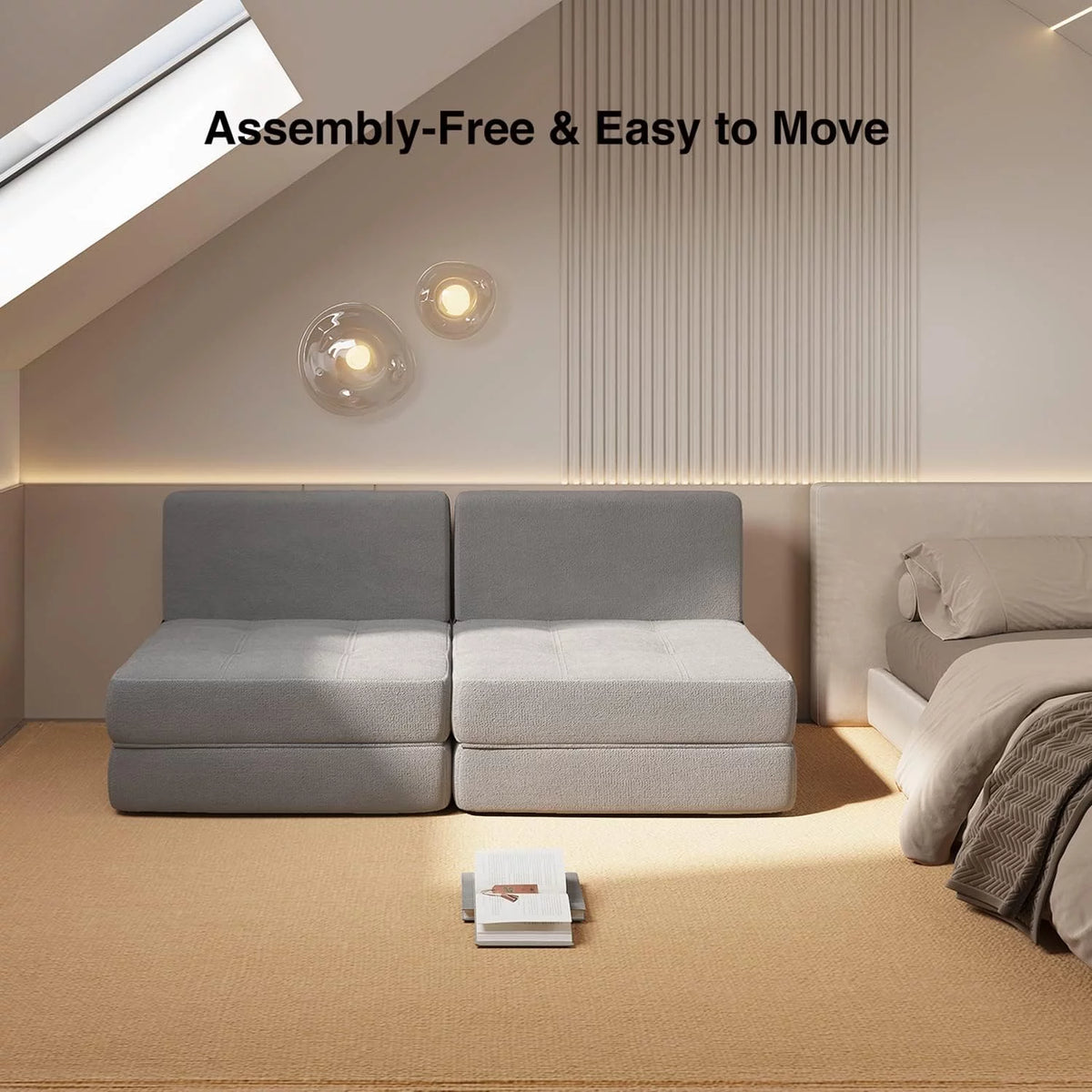 Dark Gray Convertible Sleeper Sofa Bed M729870