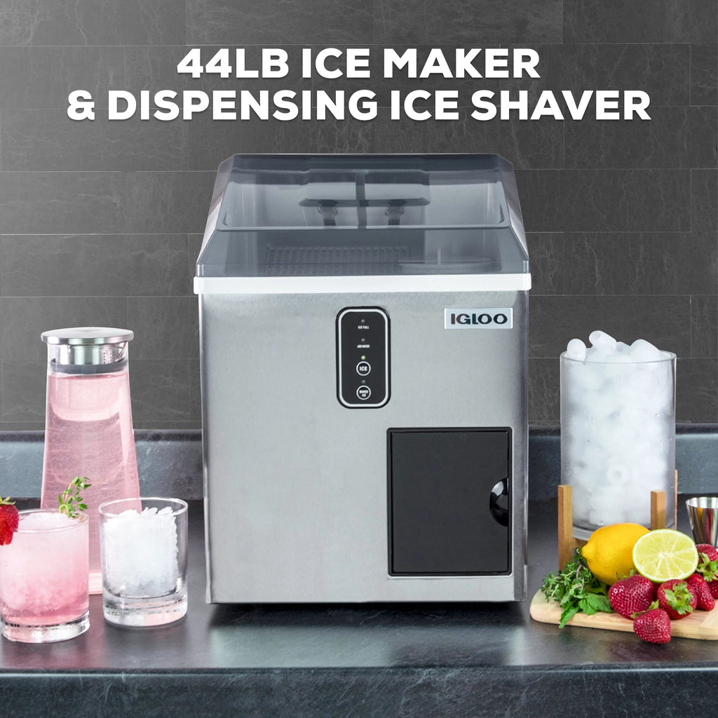 44 lb Stainless Steel Ice Maker and Ice Shaver L112032