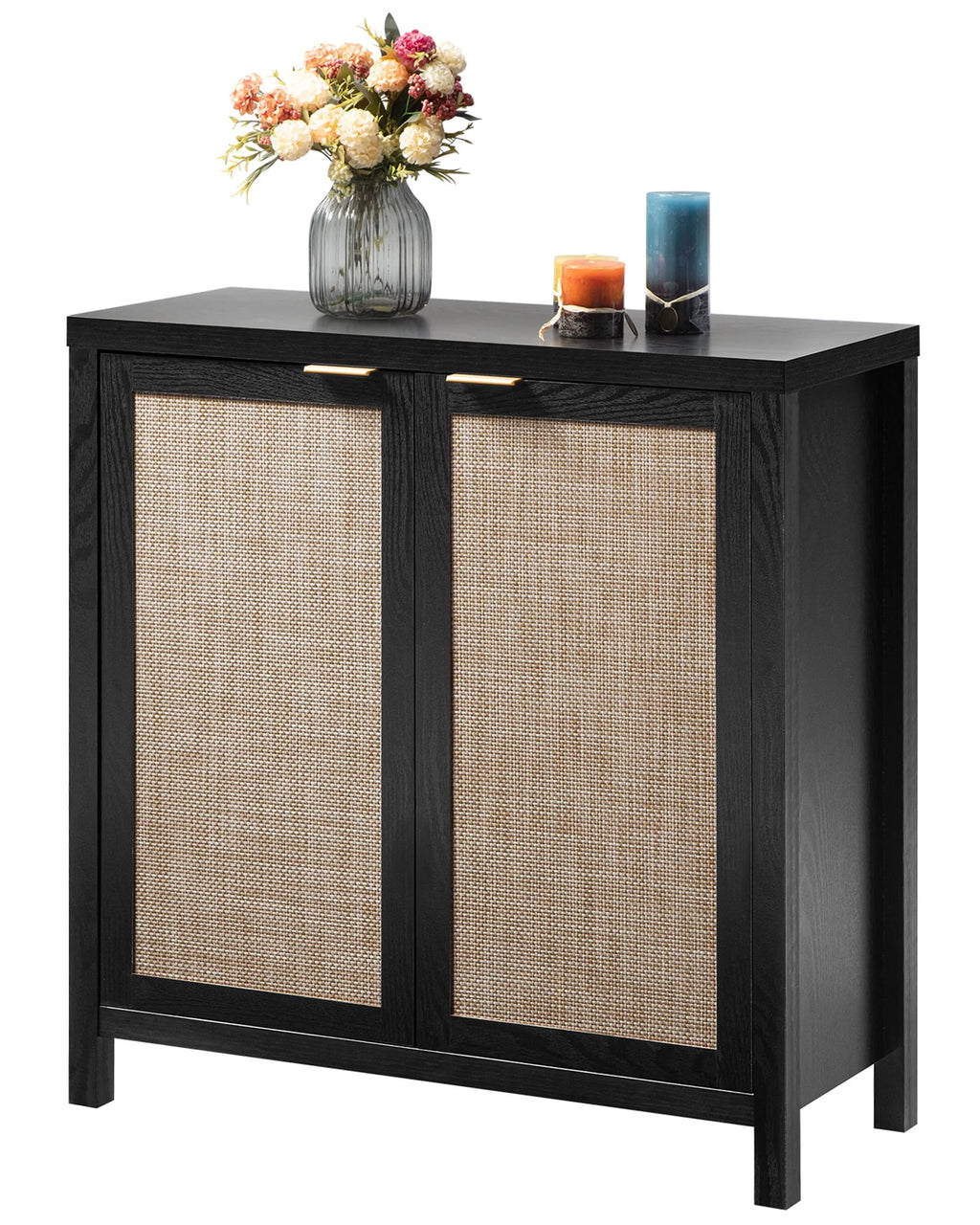 Set of 2 Rattan Cabinet with Doors P272980