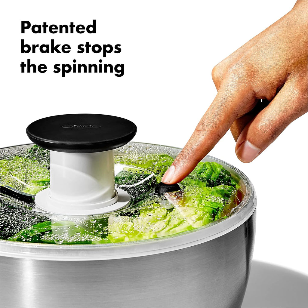 6.34 Qt Stainless Steel Salad Spinner J842945