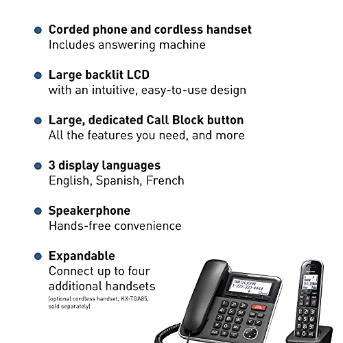 2 Handset Corded/Cordless Phone System with Answering Machine V3672