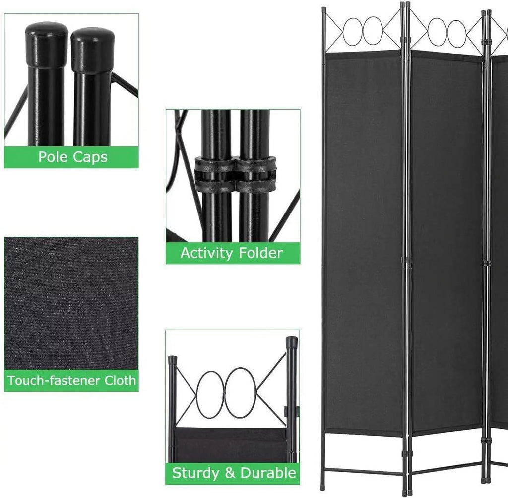 Folding Privacy Screen 4 Panel Steel Frame Room Divider B893792