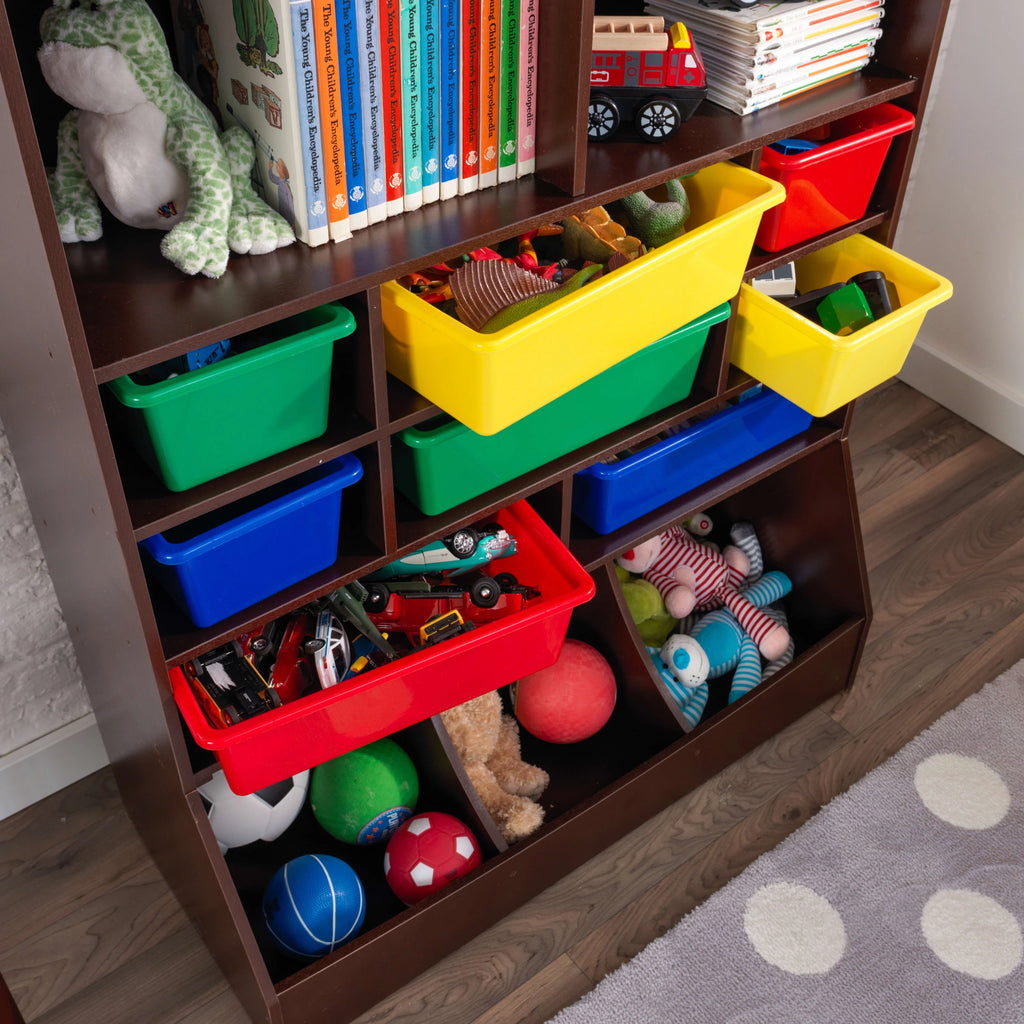 Wood Wall Storage Unit Organizer with 8 Bins K852